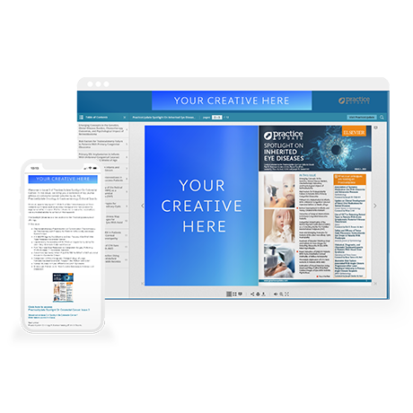A mockup of a medical advertising asset placed on Elsevier’s Spotlight On content.