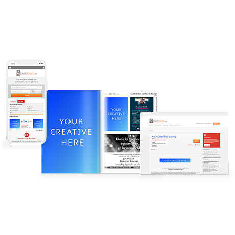 Elsevier classified ads mockup that boosts medical advertising campaigns.