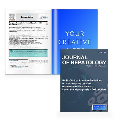 A mockup of medical advertising placement on clinical guidelines published by Elsevier. 